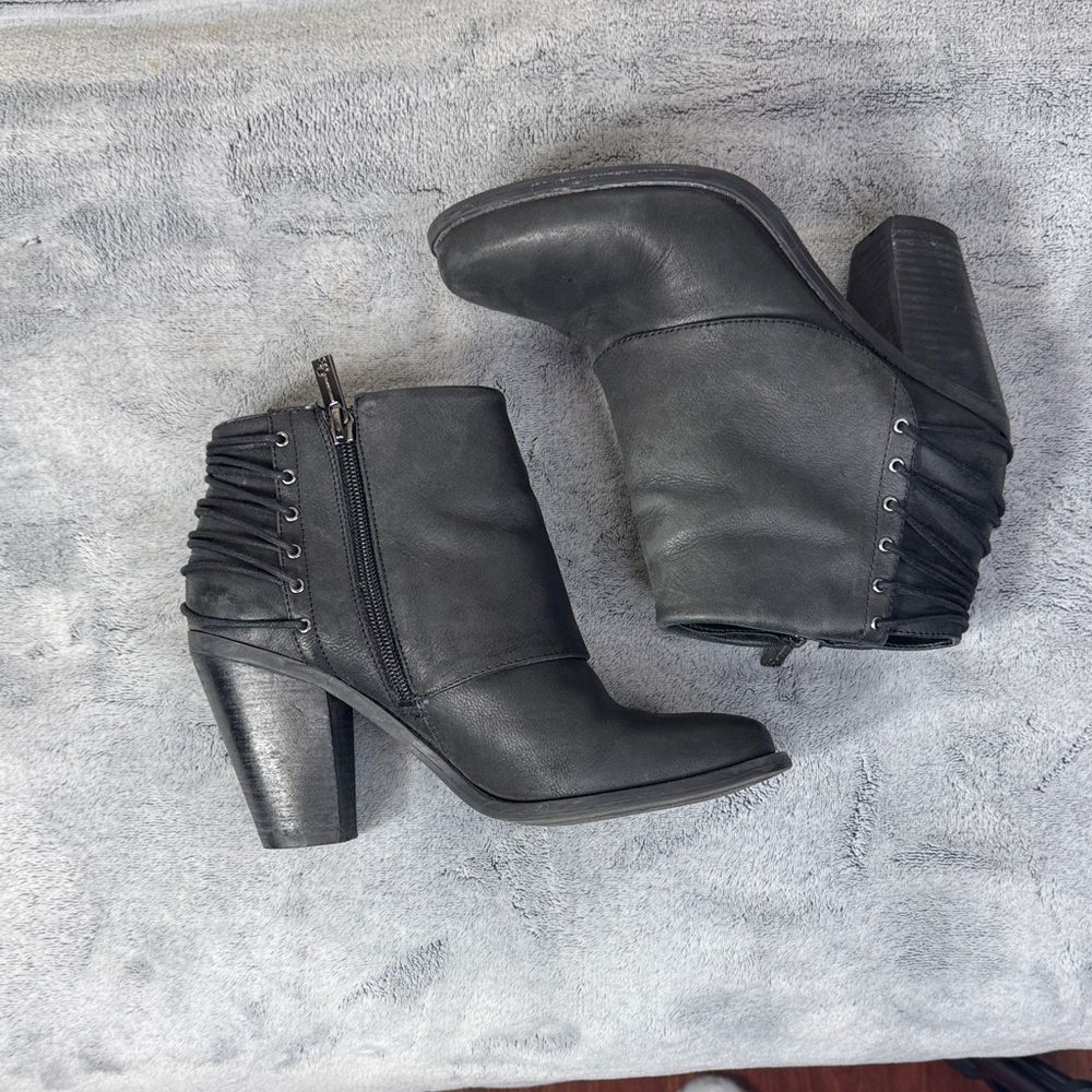 Jessica Simpson JS-Calvery Black Leather Ankle Bootie - Size 7 - VGUC - Picture 14 of 15